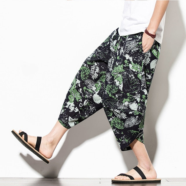 Streetwear Harem Pants Men Calf Length Cotton Bermuda Masculina Wide-legged Bloomers Hip Hop Male Pants Dropshipping-1