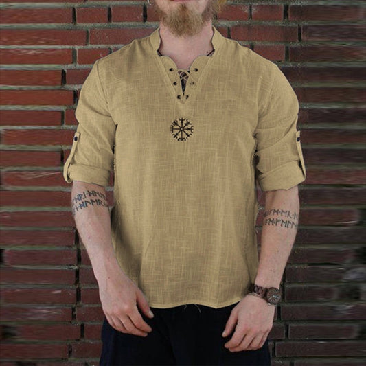 Summer Men's shirt Camisa New Style Long sleeve Loose shirt Personality Cotton-linen Pure Blouse Top Streetwear Camisa masculina-0