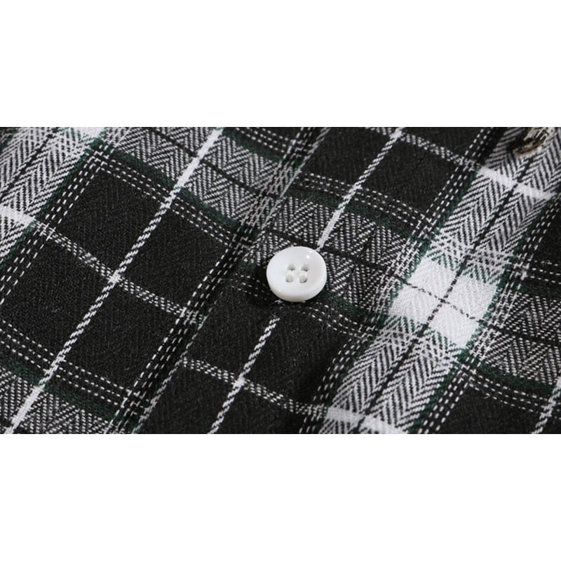 Casual Streetwear Yellow Plaid Shirt Hip Hop Men Hoodies Shirt Long Sleeve Cotton Men Clothing Camisa Masculina-4