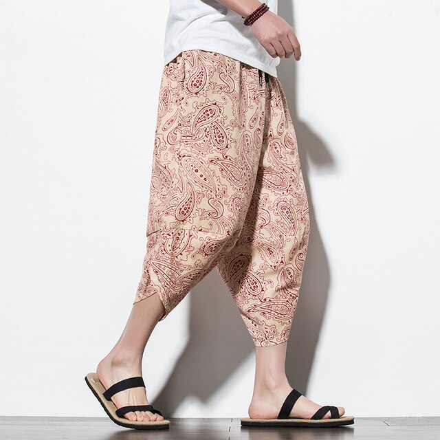 Streetwear Harem Pants Men Calf Length Cotton Bermuda Masculina Wide-legged Bloomers Hip Hop Male Pants Dropshipping-10