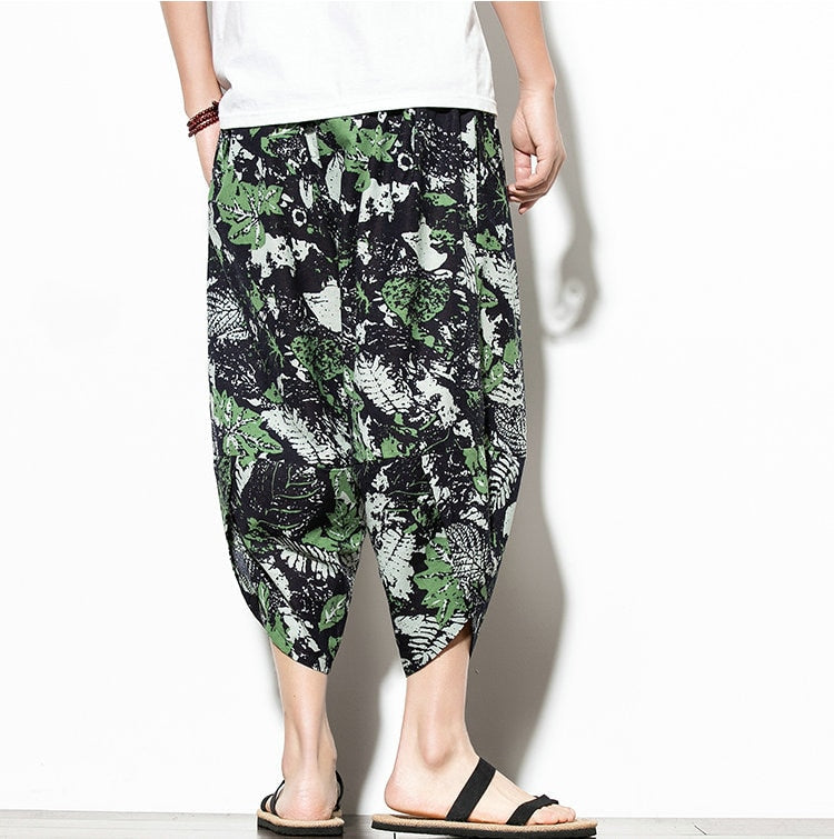Streetwear Harem Pants Men Calf Length Cotton Bermuda Masculina Wide-legged Bloomers Hip Hop Male Pants Dropshipping-4